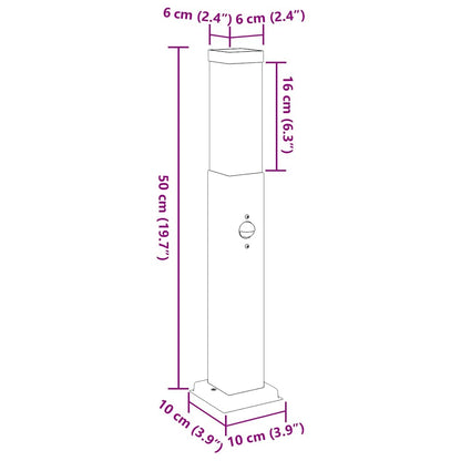 Lampada a paletto con sensore 50 cm Acciaio Inox IP44 | homemem39