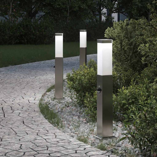 Lampioni a paletto con sensore 3 pz 50 cm Acciaio Inox IP44