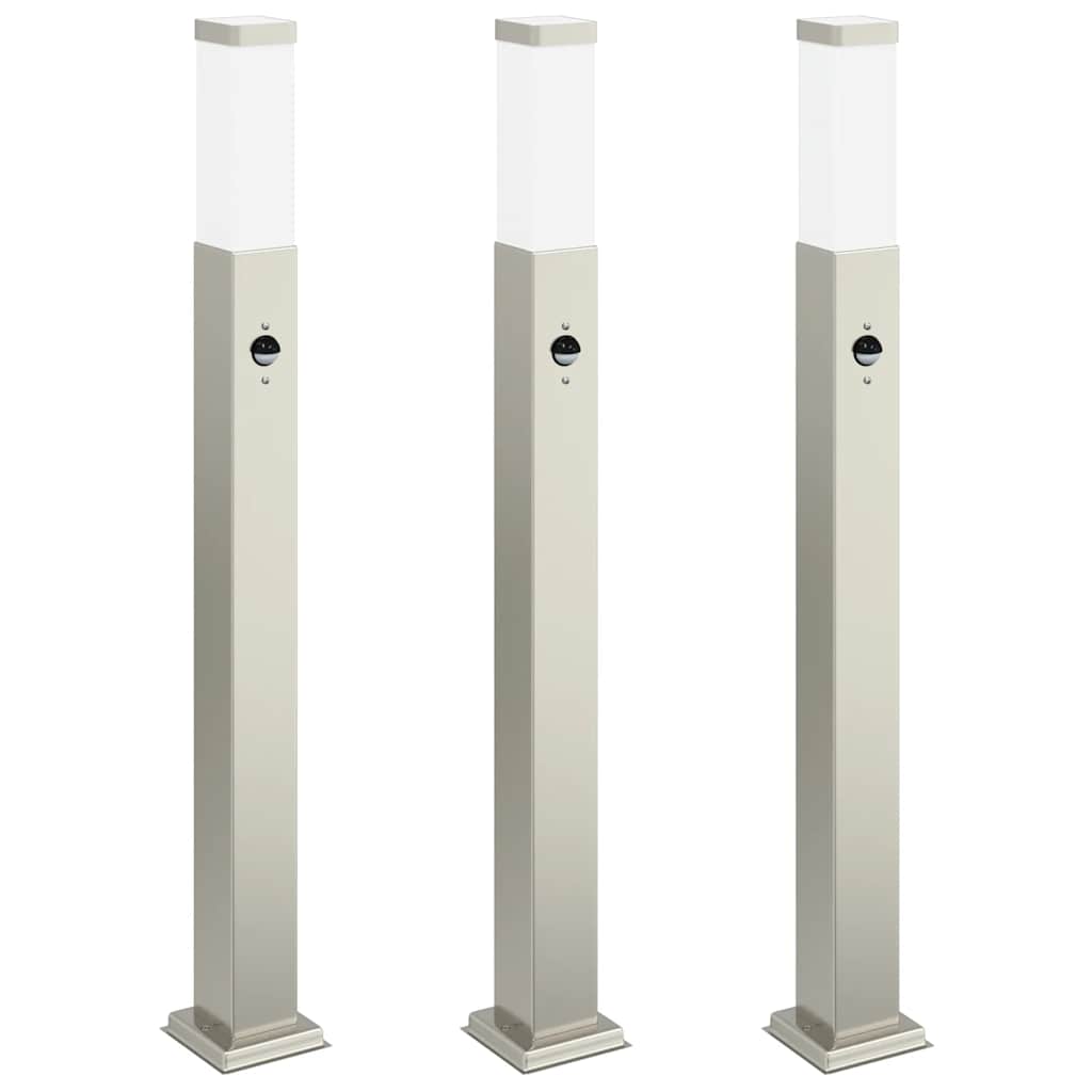 Lampioni a dissuasore con sensore 3 pz 80 cm Acciaio Inox IP44 | homemem39
