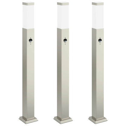 Lampioni a dissuasore con sensore 3 pz 80 cm Acciaio Inox IP44 | homemem39