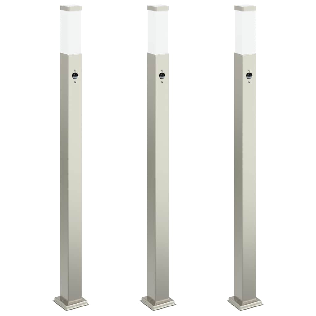 Lampioni a paletto con sensore 3 pz 110 cm Acciaio Inox IP44 | homemem39