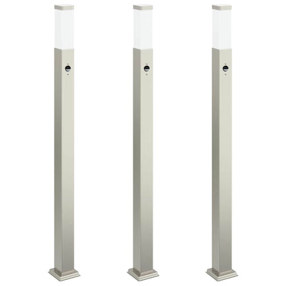 Lampioni a paletto con sensore 3 pz 110 cm Acciaio Inox IP44 | homemem39