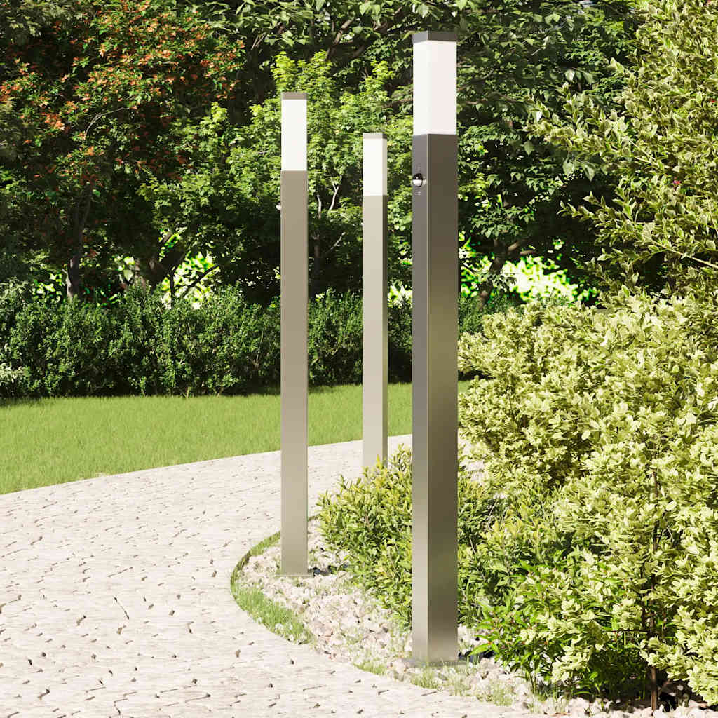 Lampioni a paletto con sensore 3 pz 110 cm Acciaio Inox IP44 | homemem39