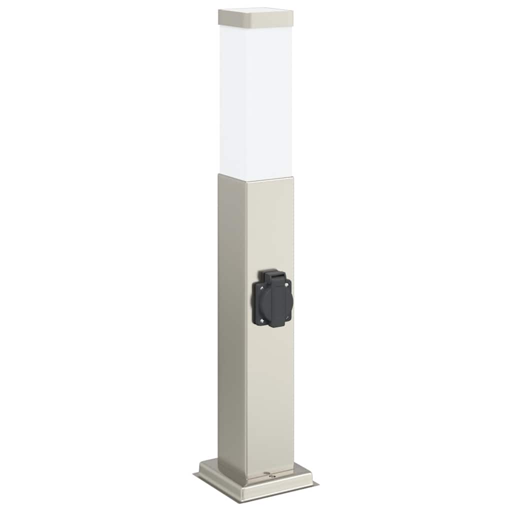 Lampada a paletto con presa elettrica 50 cm Acciaio Inox IP44 | homemem39