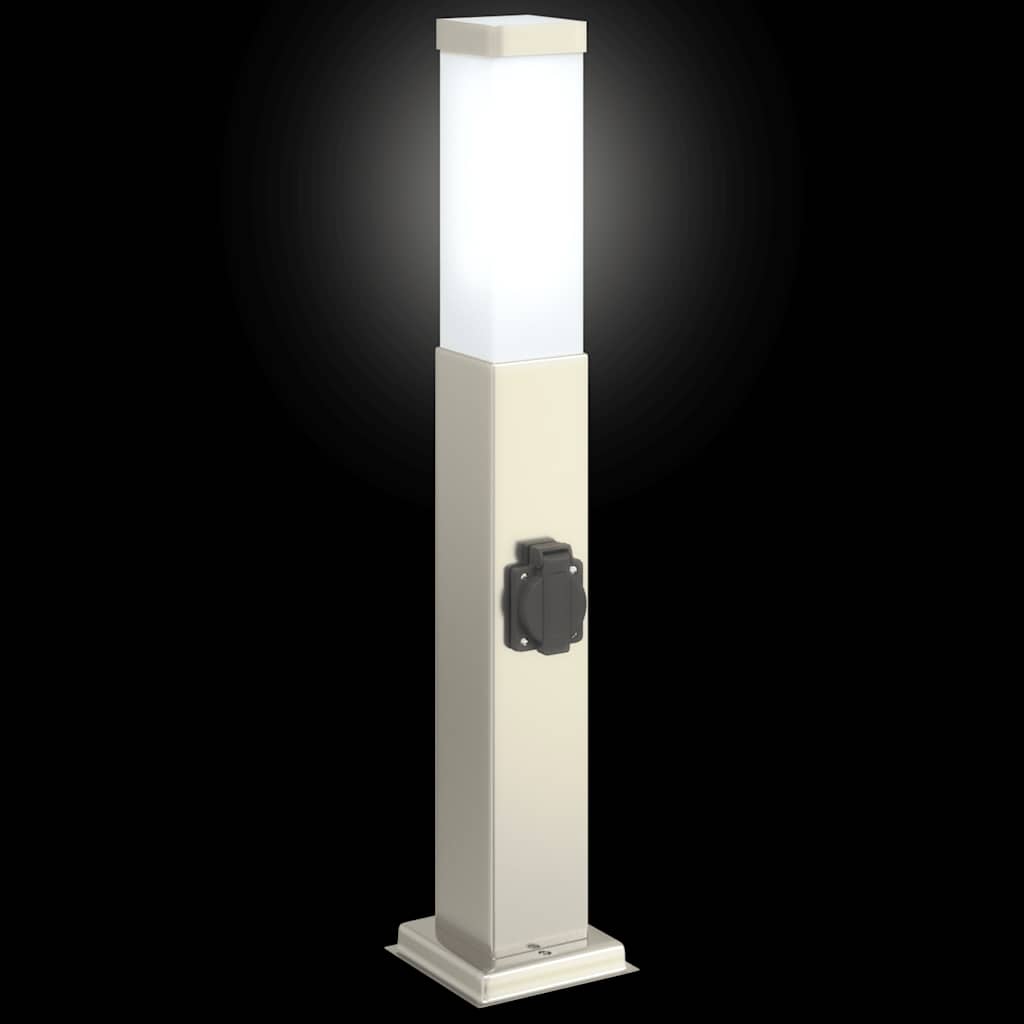 Lampada a paletto con presa elettrica 50 cm Acciaio Inox IP44