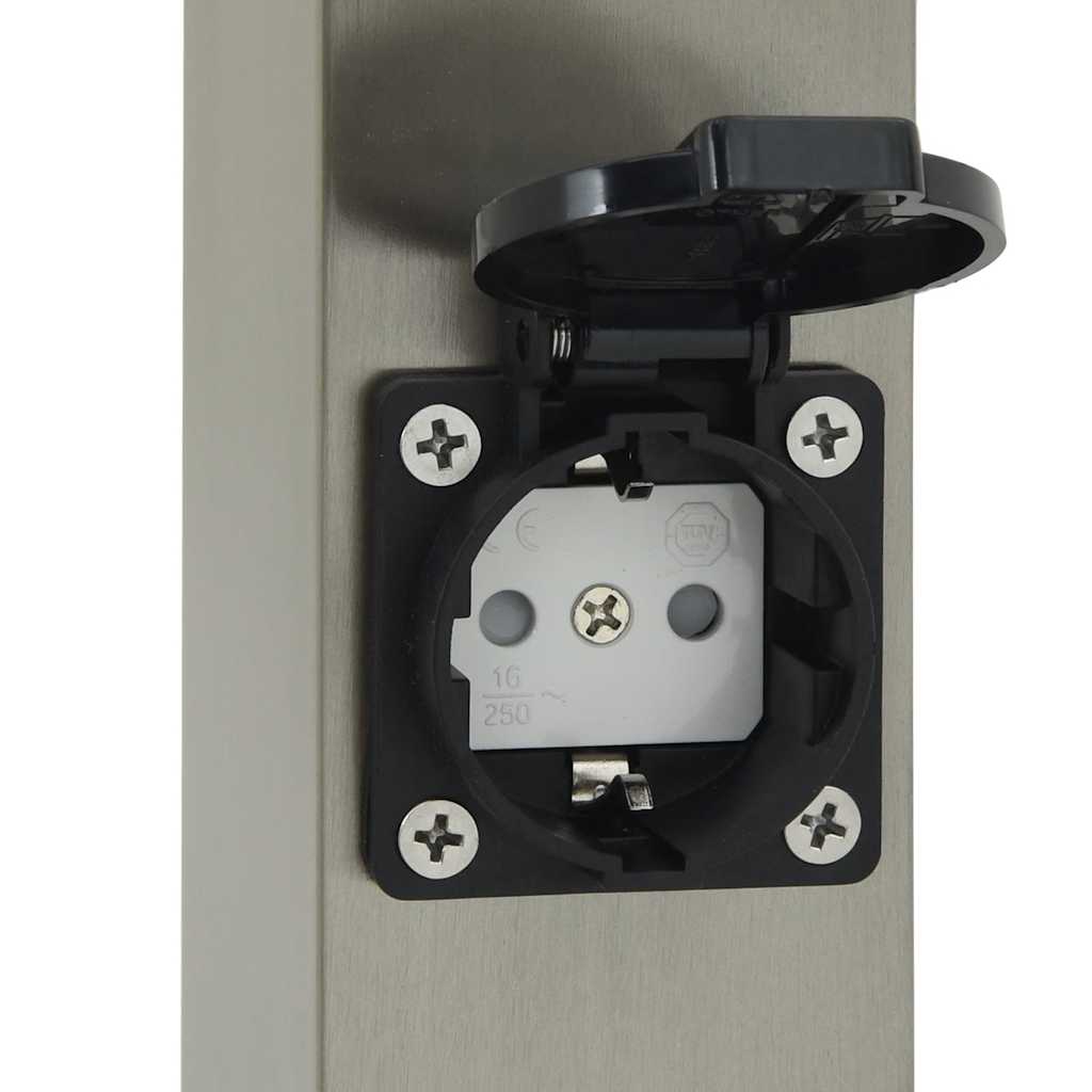 Lampioni a palo con presa elettrica 3 pz 50 cm Acciaio Inox IP44 | homemem39