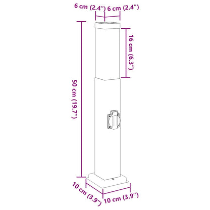 Lampioni a palo con presa elettrica 3 pz 50 cm Acciaio Inox IP44 | homemem39