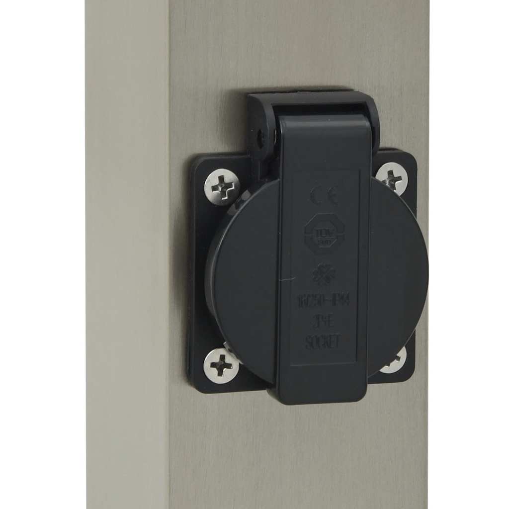 Lampada a paletto con presa elettrica 80 cm Acciaio Inox IP44 | homemem39