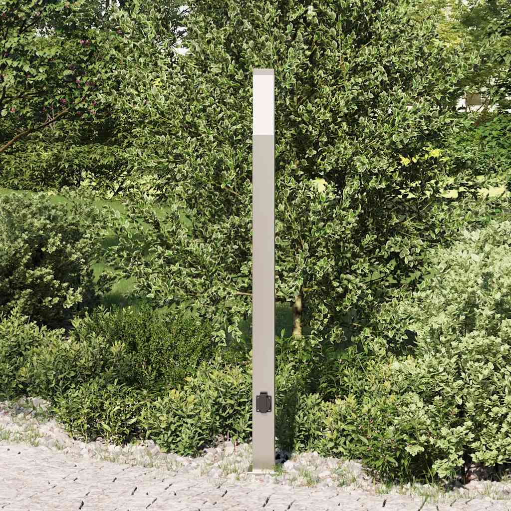 Lampada a paletto con presa elettrica 110 cm Acciaio Inox IP44 | homemem39