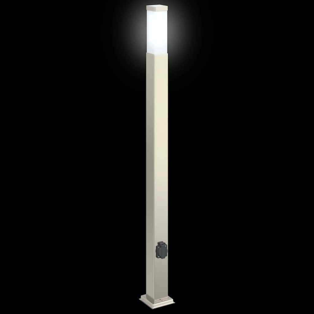 Lampioni a colonnina con presa elettrica 3 pz 110 cm Acciaio Inox IP44 | homemem39