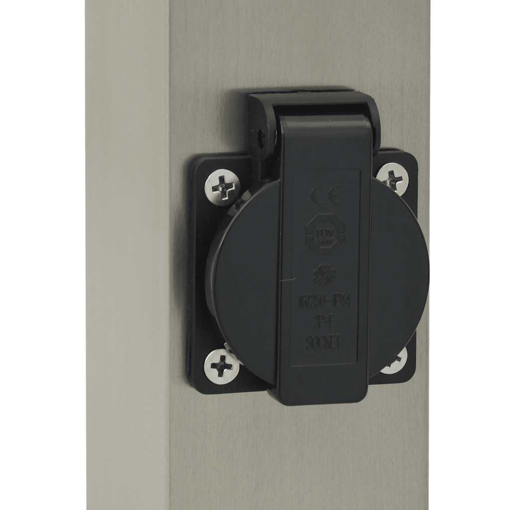 Lampioni a colonnina con presa elettrica 3 pz 110 cm Acciaio Inox IP44 | homemem39