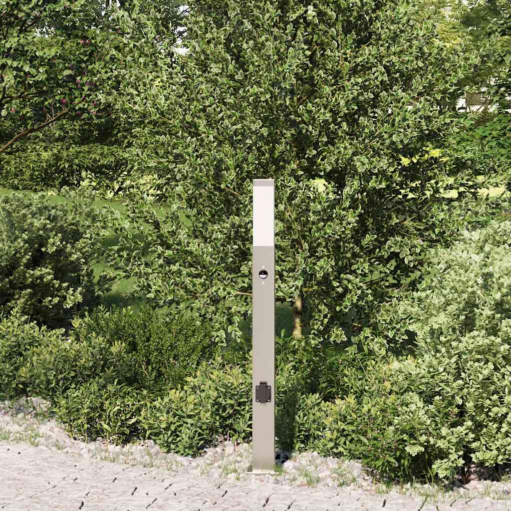 Lampada a paletto con sensore e presa 80 cm Acciaio Inox IP44 | homemem39
