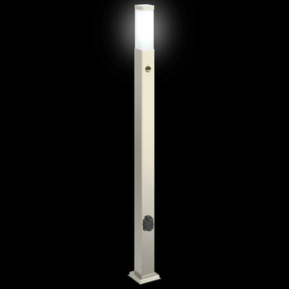 Lampada a paletto con sensore e presa 110 cm Acciaio Inox IP44 | homemem39