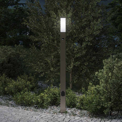 Lampada a paletto con sensore e presa 110 cm Acciaio Inox IP44 | homemem39