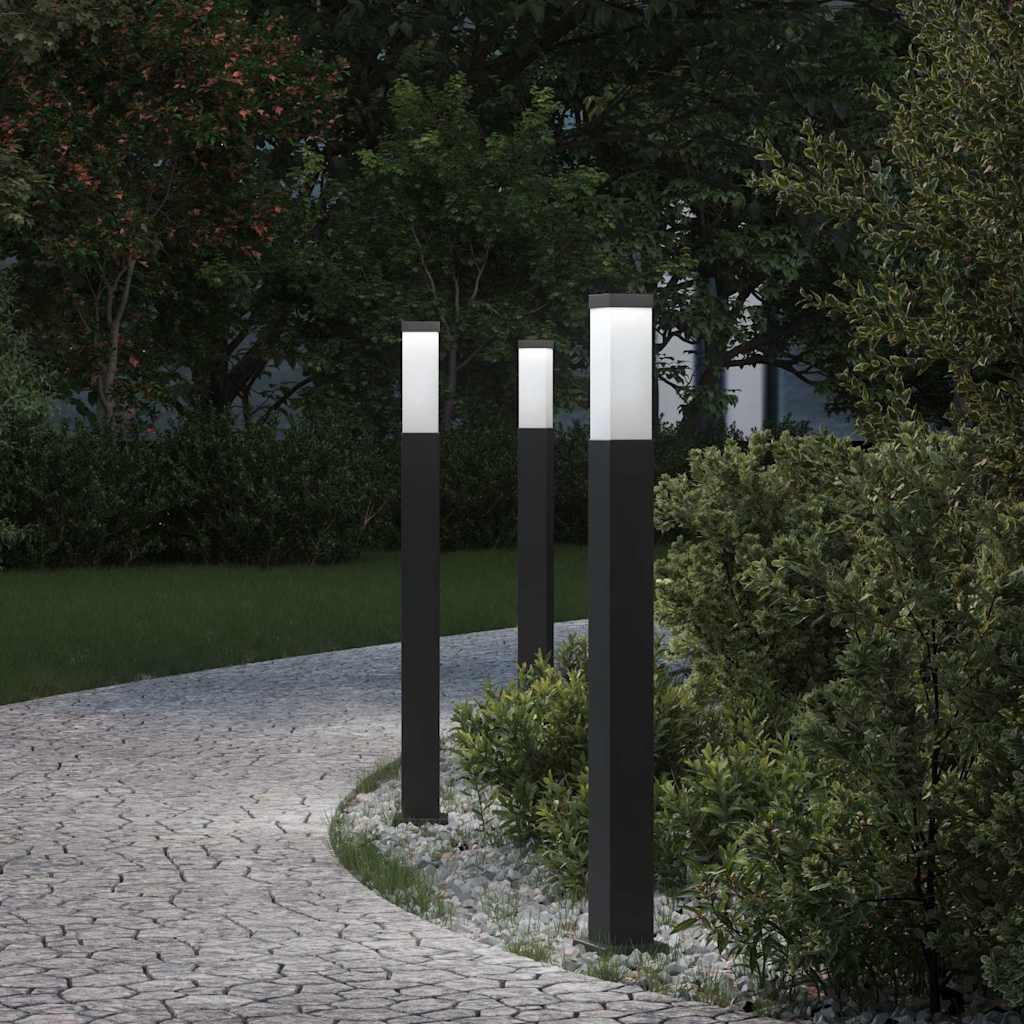 Lampioni a palo 3 pz 80 cm Nero IP44 | homemem39