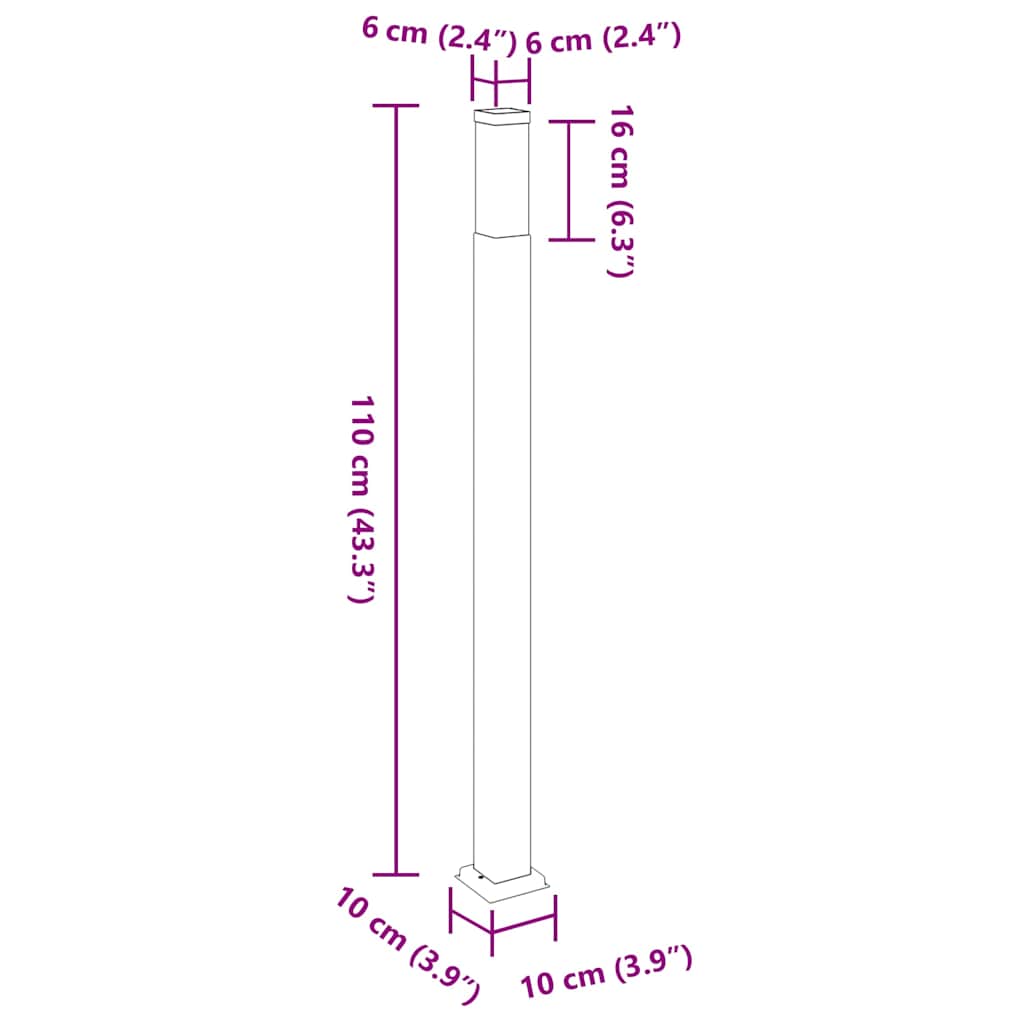 Lampada a paletto 110 cm Nera IP44