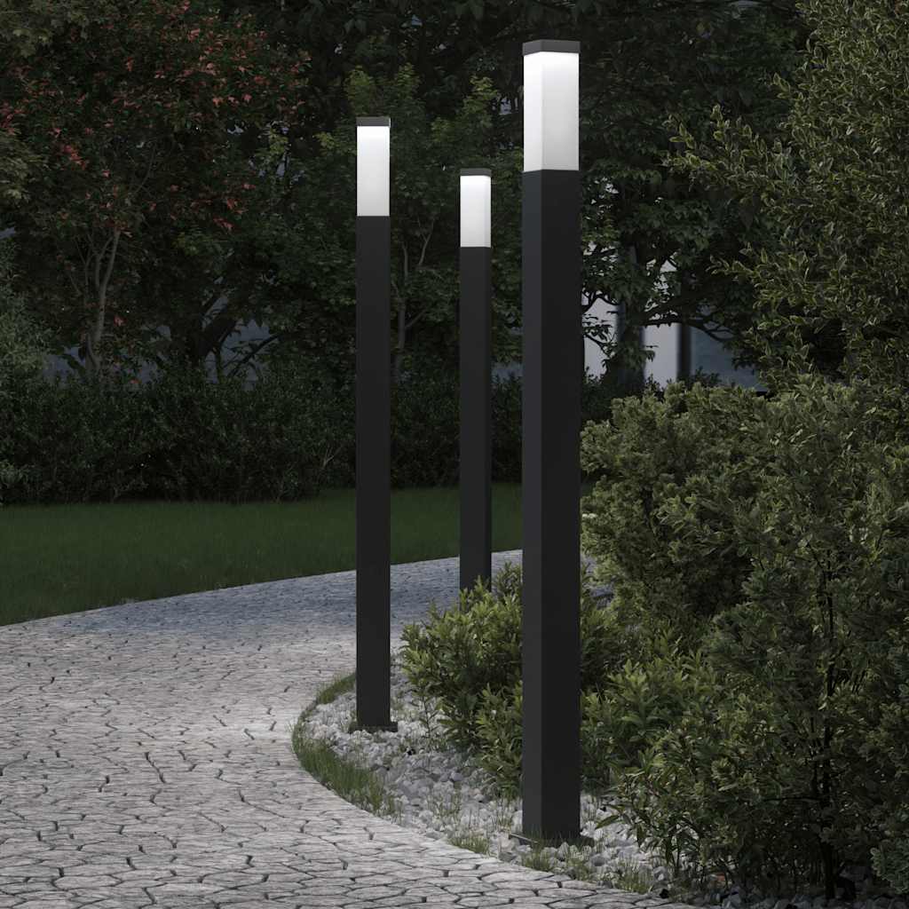 Lampioni a palo 3 pz 110 cm Nero IP44 | homemem39