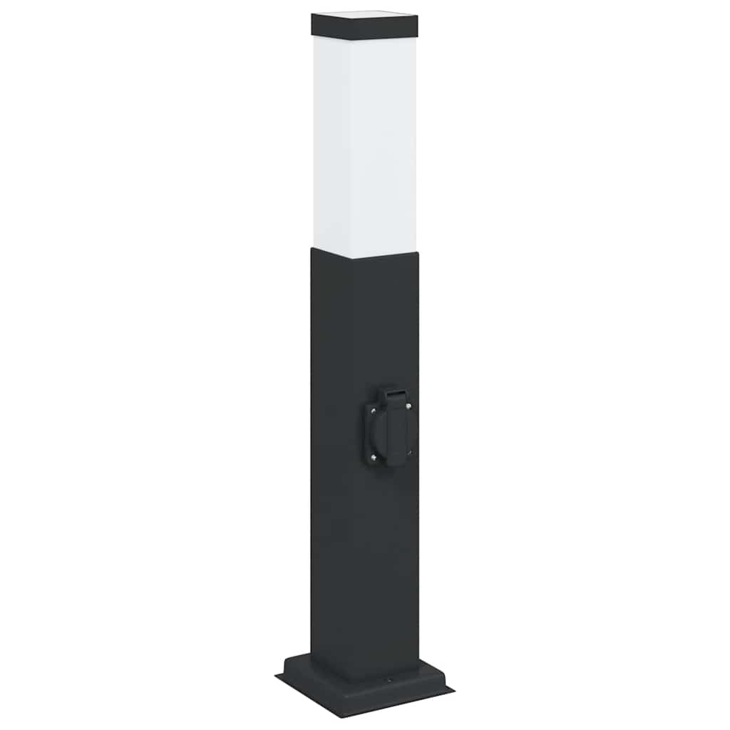 Lampada a paletto con presa elettrica 50 cm Nera IP44 | homemem39