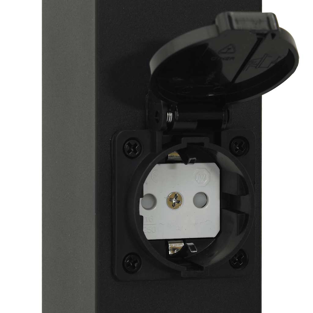 Lampioni a palo con presa elettrica 3 pz 80 cm Nero IP44 | homemem39