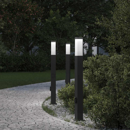 Lampioni a palo con presa elettrica 3 pz 80 cm Nero IP44 | homemem39