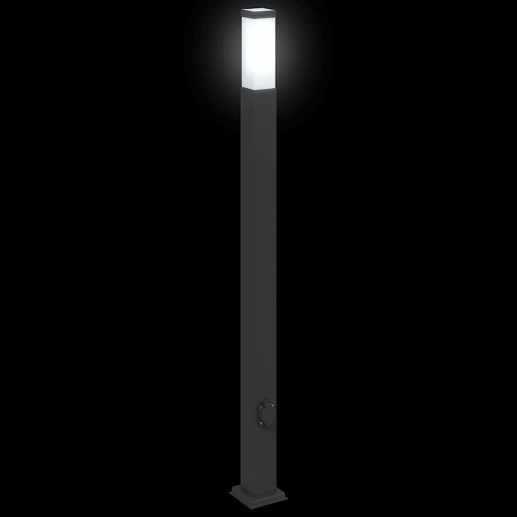 Lampioni a palo con presa elettrica 3 pz 110 cm Nero IP44 | homemem39