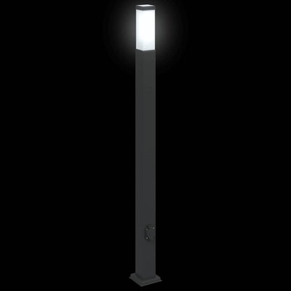 Lampioni a palo con presa elettrica 3 pz 110 cm Nero IP44 | homemem39