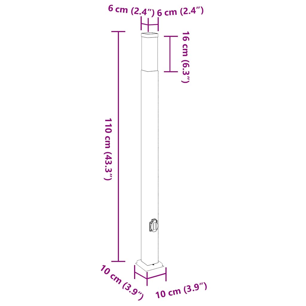 Lampioni a palo con presa elettrica 3 pz 110 cm Nero IP44 | homemem39