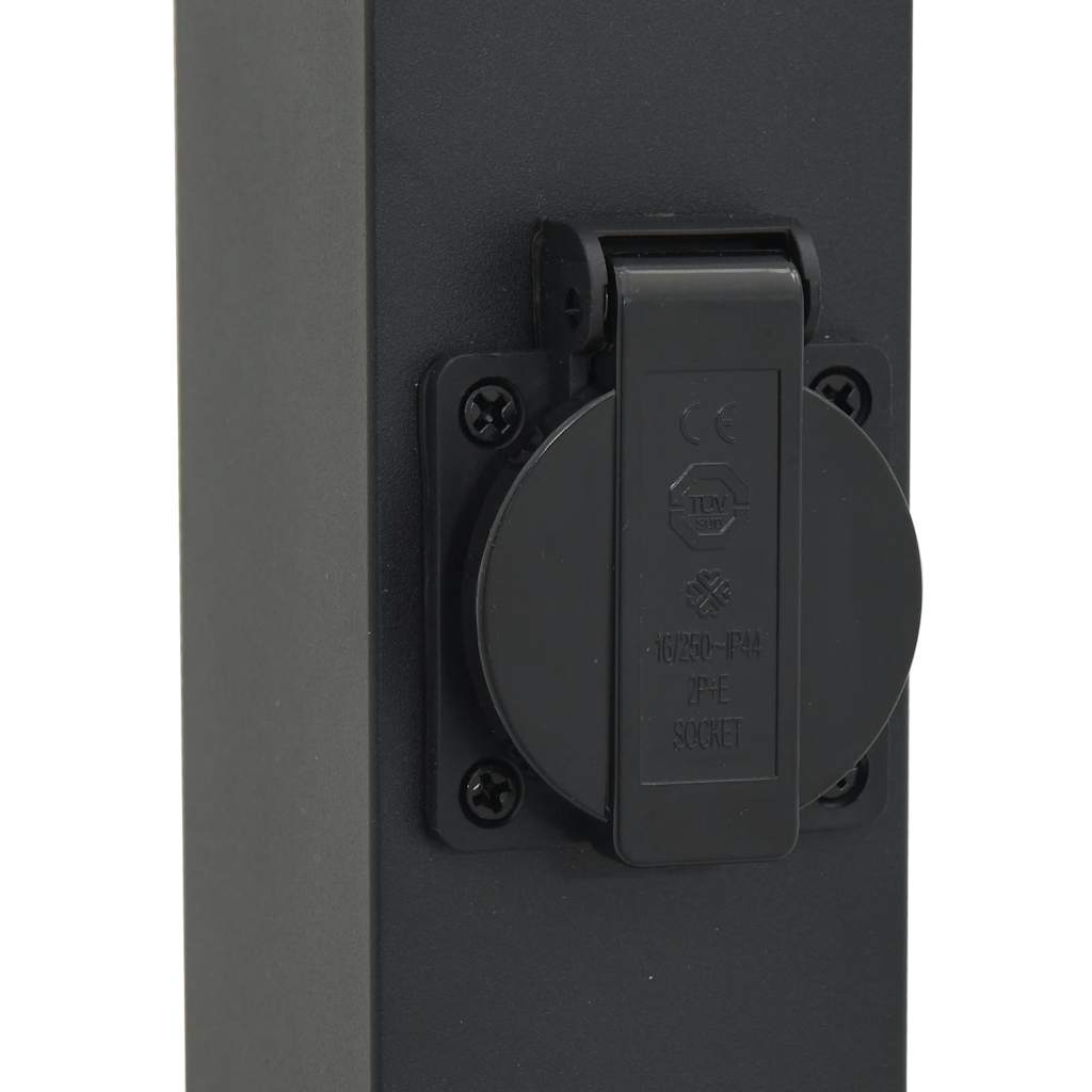 Lampioni a paletto con sensore e presa 3 pz 50 cm neri IP44 | homemem39