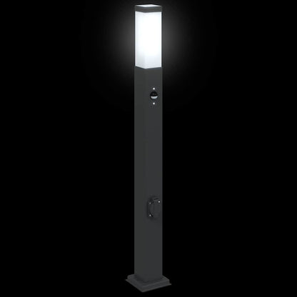 Lampioni a paletto con sensore e presa 3 pz 80 cm neri IP44 | homemem39