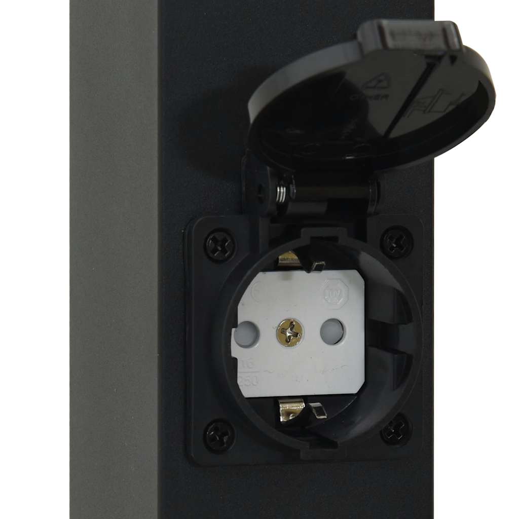Lampioni a paletto con sensore e presa 3 pz 80 cm neri IP44 | homemem39