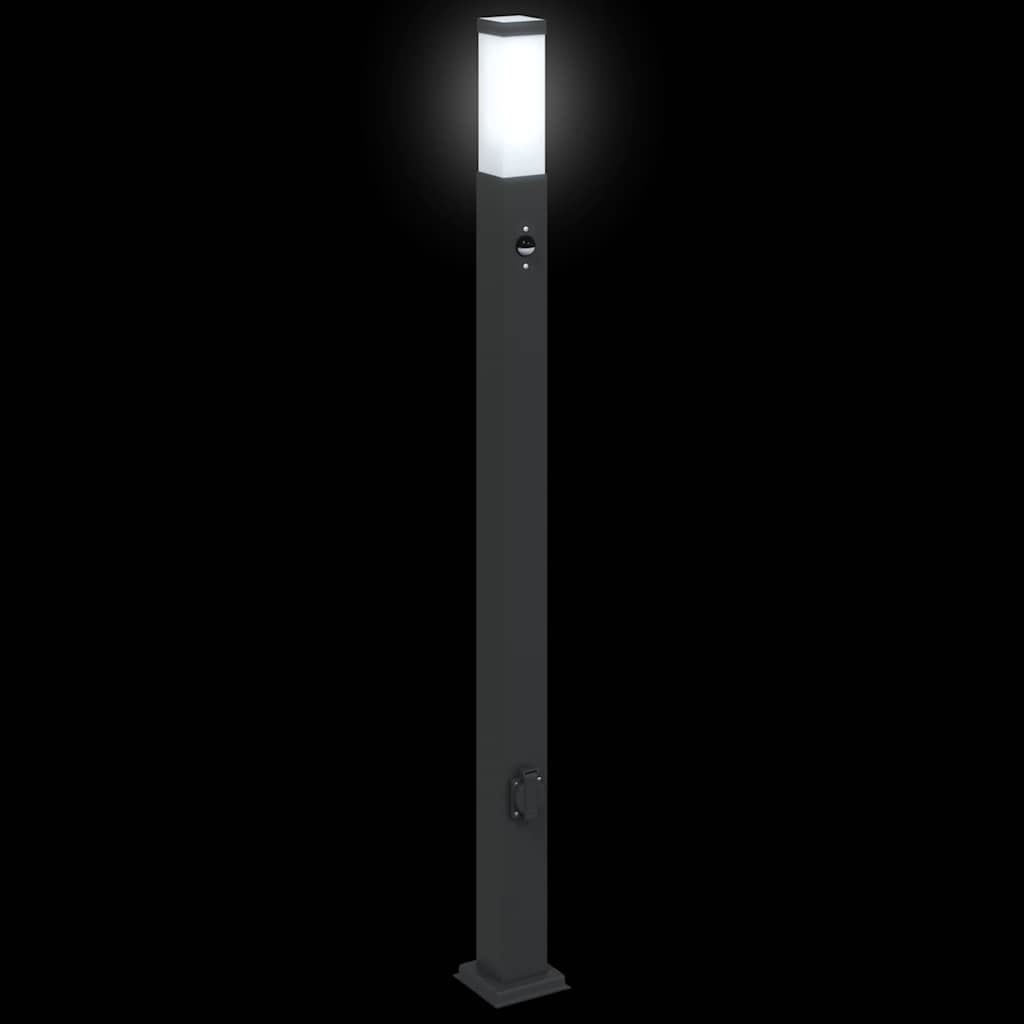 Lampioni a paletto con sensore e presa 3 pz 110 cm neri IP44 | homemem39