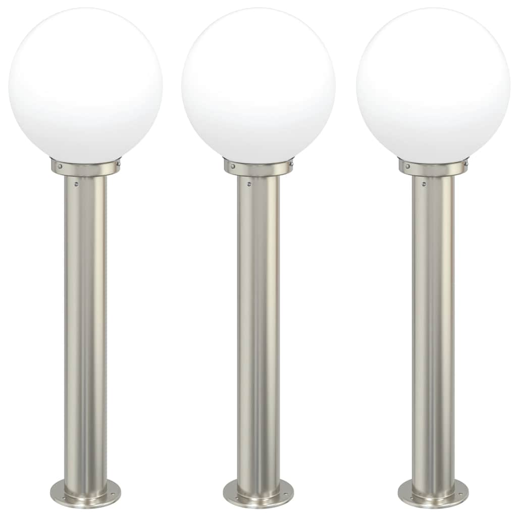 Lampioni a palo 3 pz 80 cm Acciaio Inox IP44 | homemem39