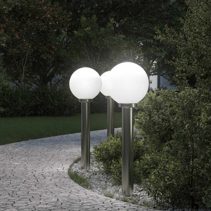 Lampioni a palo 3 pz 80 cm Acciaio Inox IP44