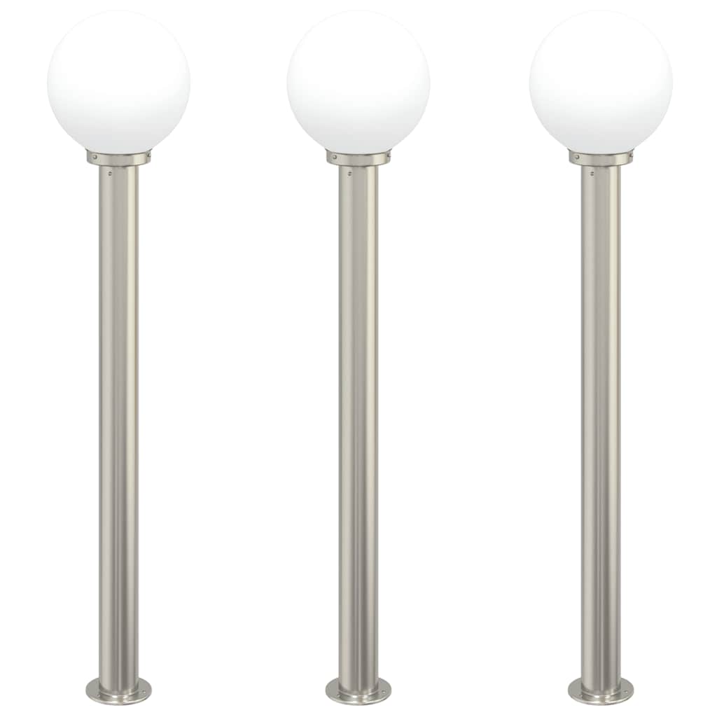 Lampioni a palo 3 pz 120 cm Acciaio Inox IP44 | homemem39