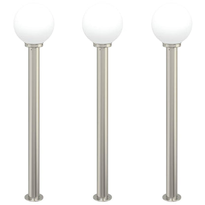 Lampioni a palo 3 pz 120 cm Acciaio Inox IP44 | homemem39