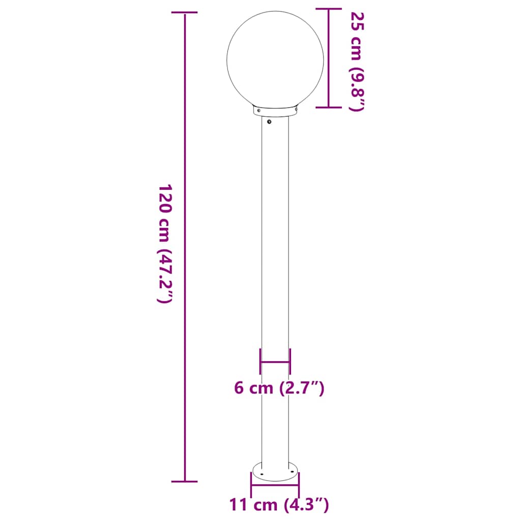 Lampioni a palo 3 pz 120 cm Acciaio Inox IP44 | homemem39