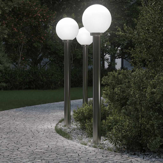 Lampioni a palo 3 pz 120 cm Acciaio Inox IP44