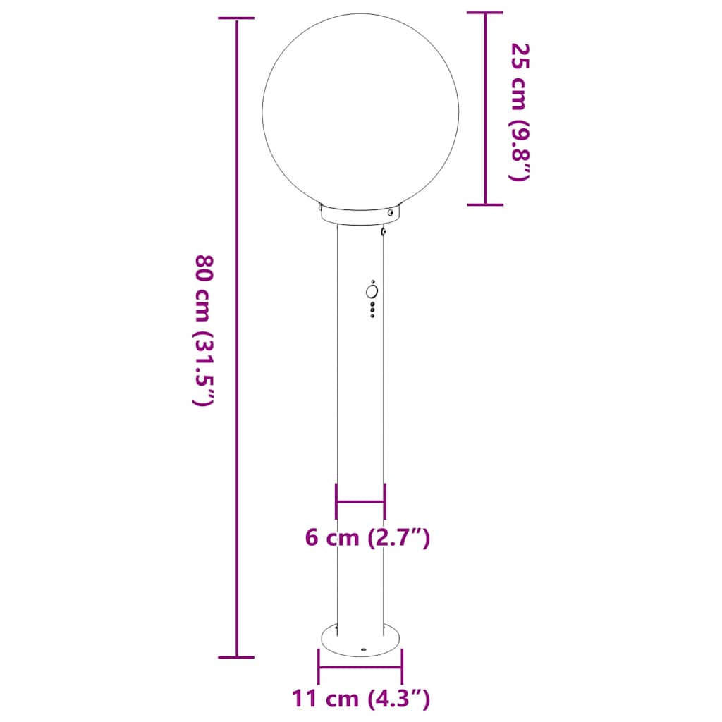 Lampada a paletto con sensore 80 cm Acciaio Inox IP44 | homemem39