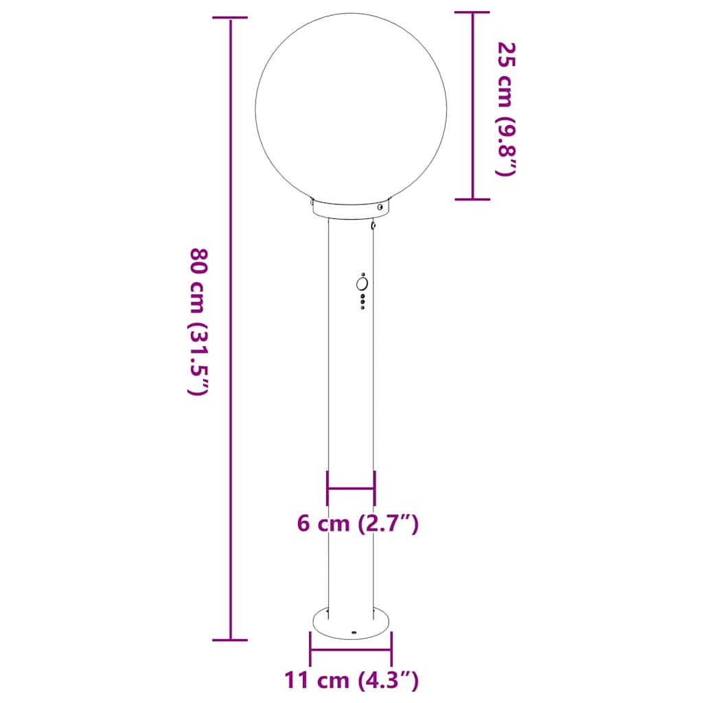 Lampioni a dissuasore con sensore 3 pz 80 cm Acciaio Inox IP44 | homemem39