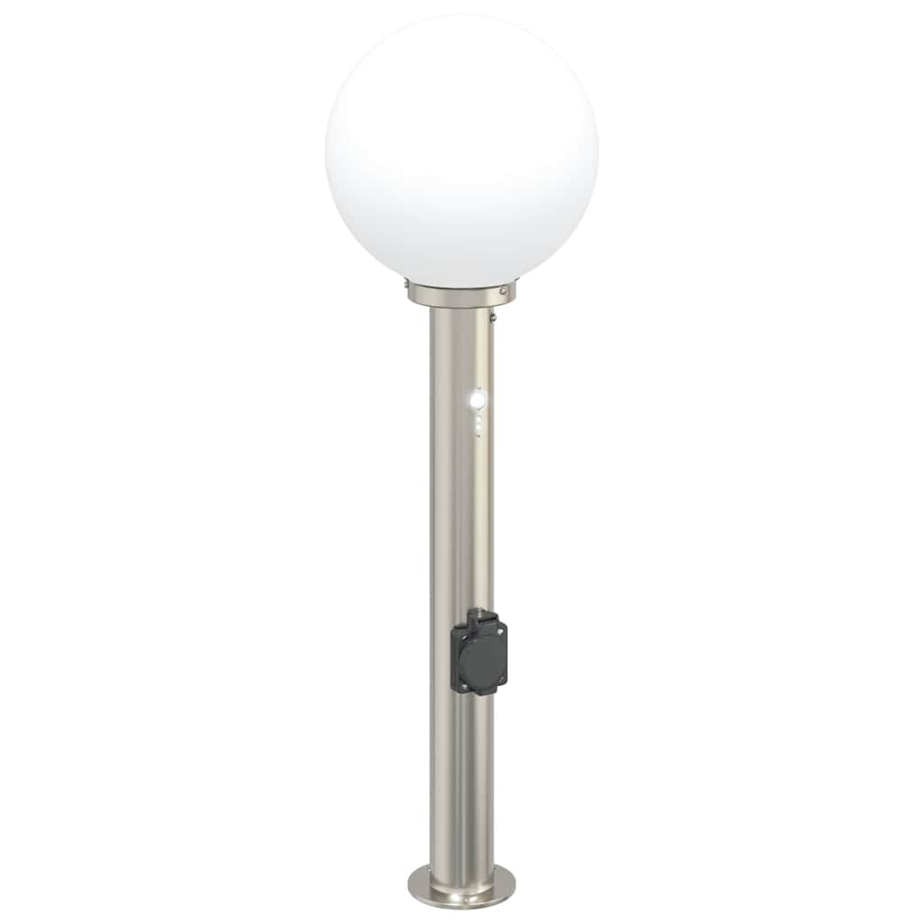 Lampada a paletto con sensore e presa 80 cm Acciaio Inox IP44 | homemem39