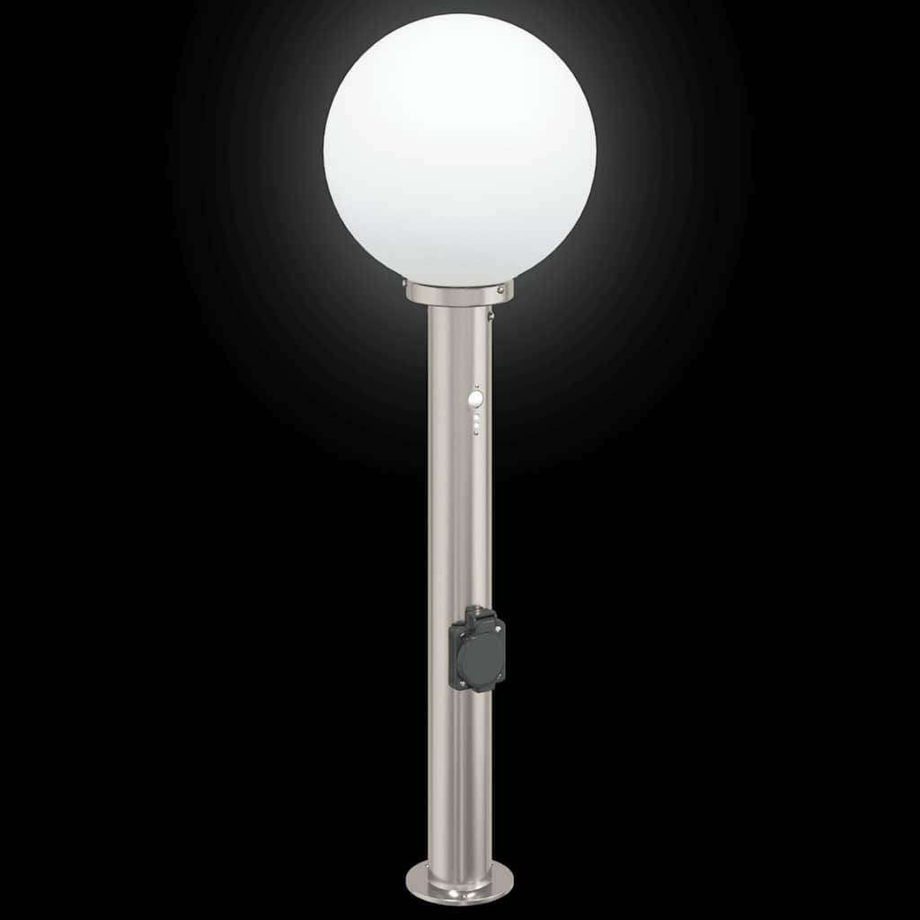 Lampada a paletto con sensore e presa 80 cm Acciaio Inox IP44 | homemem39