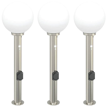 Lampioni a dissuasore con sensore e presa 3 pz 80 cm Acciaio Inox IP44 | homemem39