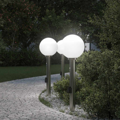Lampioni a dissuasore con sensore e presa 3 pz 80 cm Acciaio Inox IP44 | homemem39