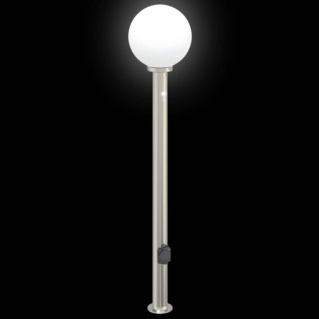 Lampada a paletto con sensore e presa 120 cm Acciaio Inox IP44 | homemem39