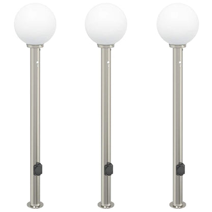 Lampioni a dissuasore con sensore e presa 3 pz 120 cm Acciaio Inox IP44 | homemem39