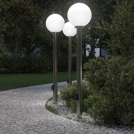 Lampioni a dissuasore con sensore e presa 3 pz 120 cm Acciaio Inox IP44 | homemem39