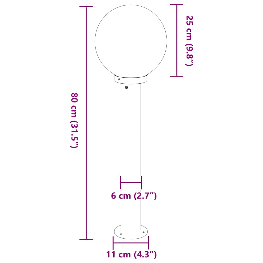 Lampada a paletto 80 cm Nera IP44 | homemem39