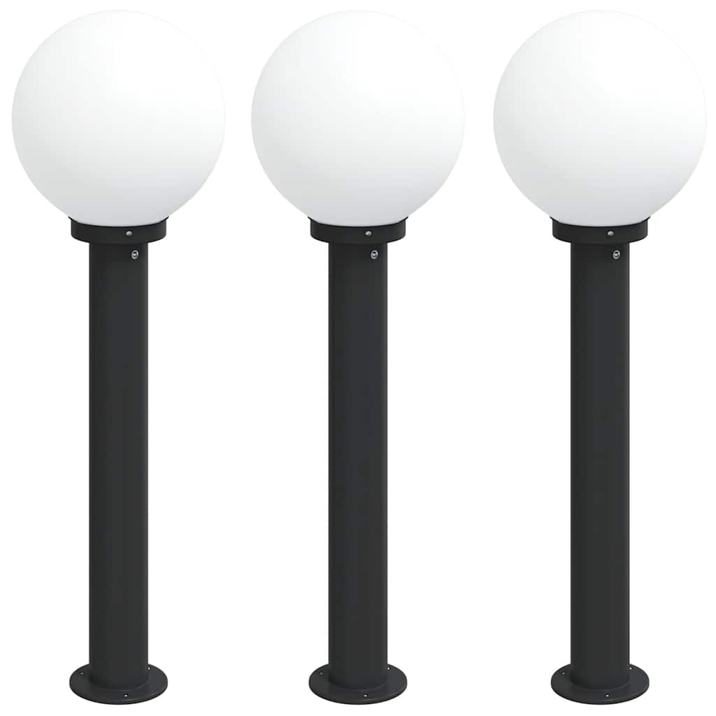 Lampioni a palo 3 pz 80 cm Nero IP44 | homemem39