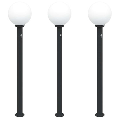 Lampioni a paletto con sensore 3 pz 120 cm neri IP44 | homemem39