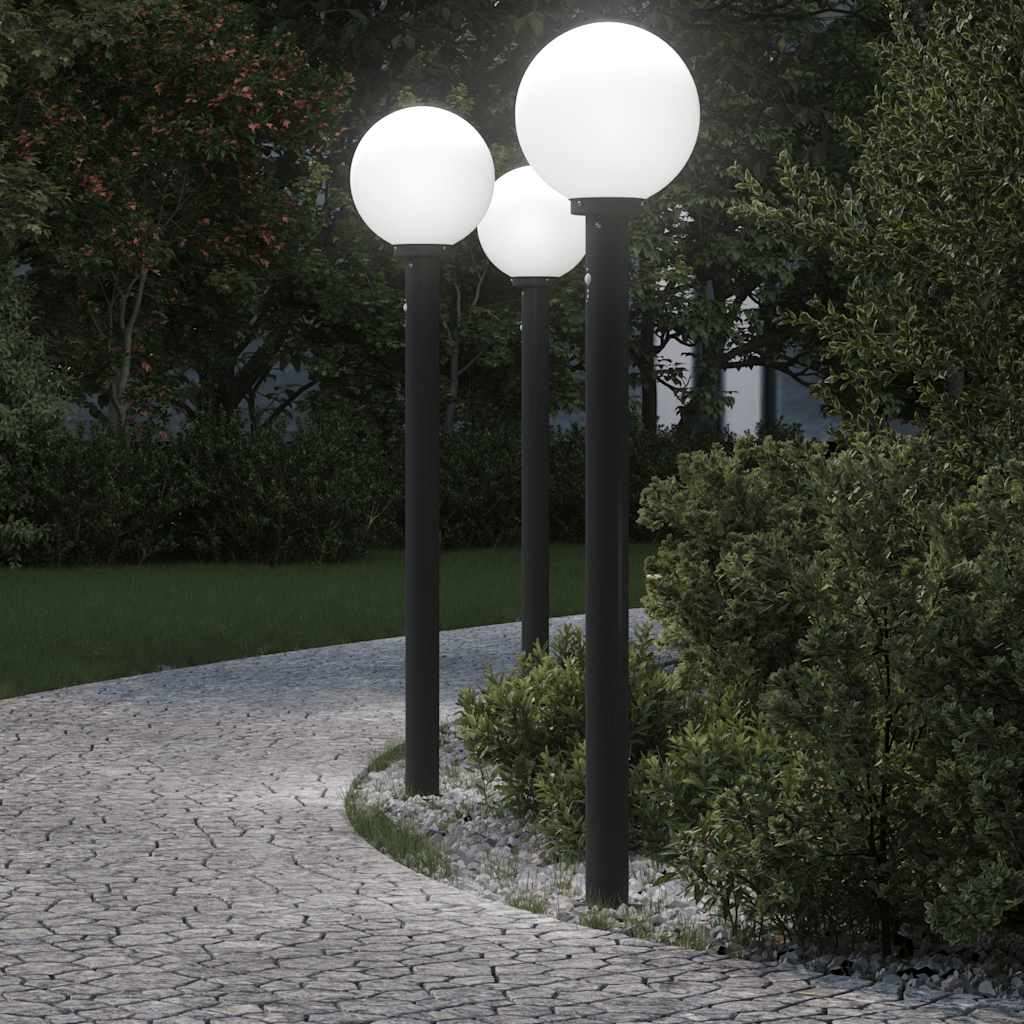 Lampioni a paletto con sensore 3 pz 120 cm neri IP44 | homemem39